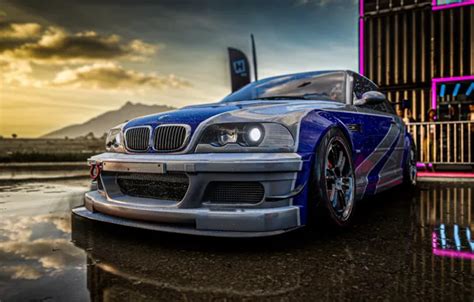 Wallpaper car, drift, rain, sky, sunset, clouds, reflection, Forza ...