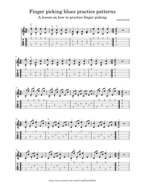 Fingerpickingbluespracticepatterns Sheet Music For Guitar Solo