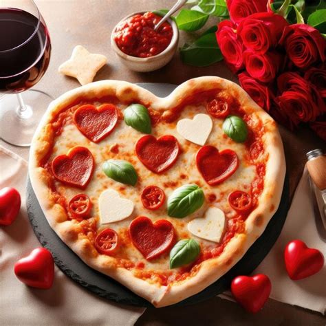 Premium Photo Heart Pizza With Salami And Tomatoes