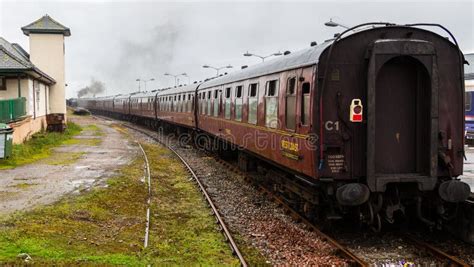 Steam Locomotive Departing from Station at Mallaig, Scotland Editorial ...