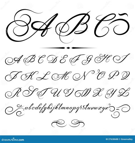 Vector Calligraphic Alphabet Stock Vector Illustration Of Round