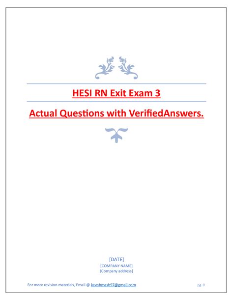 Hesi Rn Updated Exit Exam V1 V3 Docmerit