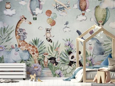 Dschungel Kinder Dschungel Tapete Tiere Wandbild Giraffe Und