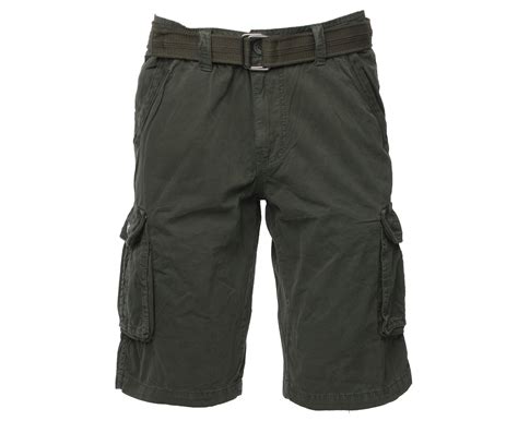 Raw X Mens Belted Cargo Shorts Relaxed Fit Casual Knee Length Cargo Shorts For Men Twill Tape