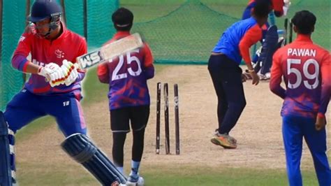 Sandeep Lamichhane And Kushal Malla Net Practice For Oman Nepal And USA