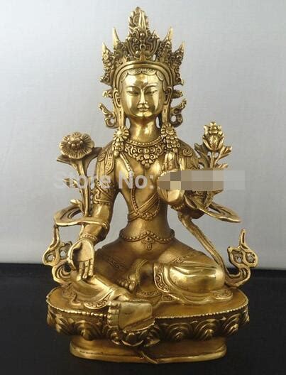 Wby Estatua De Buda Kwan Yin Budismo Tibetano Cobre Verde Tara