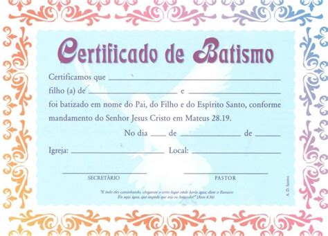 Certificado Batismo Em Branco Certid O De Batismo Como Fazer Um