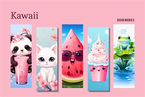 Kawaii Bookmarks Cute PNG Sublimation Graphic By Lady P Graphics