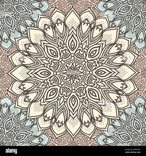 Highly Detailed Mandala Seamless Pattern In A Pastel Tones Ethnic