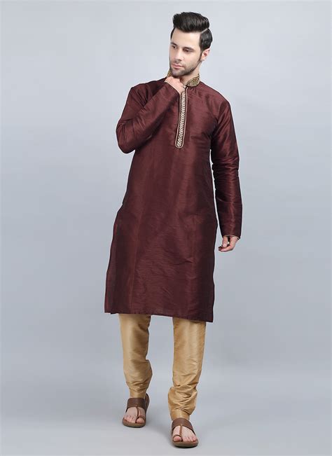 Buy Indian Ethnic Clothing Krishna Jayanthi Wine Men Kurta Pyjamas