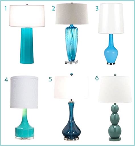 6 Turquoise Bedside Table Lamps