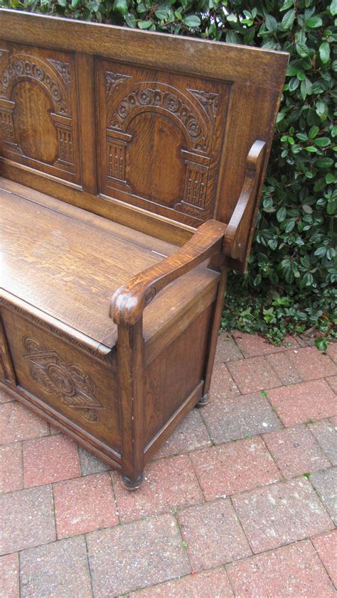 Antique Carved Oak Monks Bench Antiques Atlas