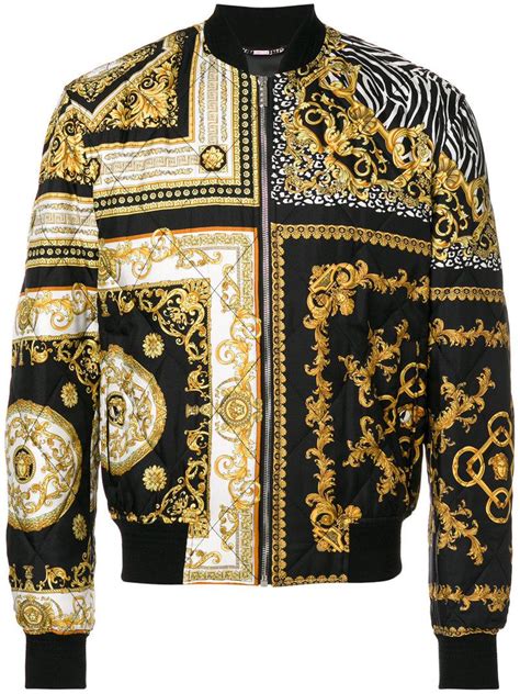 Lyst Versace Baroque Quilted Bomber Jacket In Black For Men