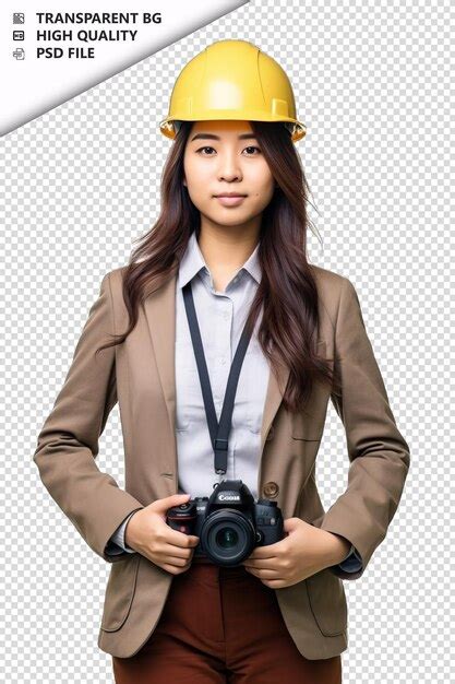 Premium Psd Asian Woman Engineer On White Background White Isolated B