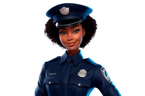 Premium AI Image | Beautiful cartoon black female police officer on ...