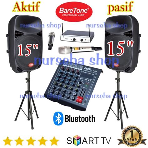 Jual Paket Sound System Karaoke Outdoor Indoor BARETONE 15 Inch Aktif