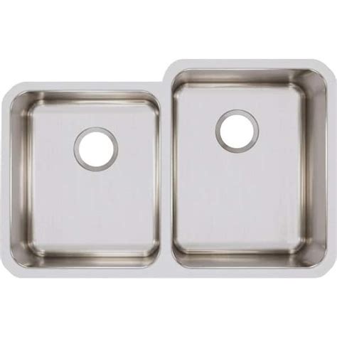 Elkay Lustertone 31in Undermount 2 Bowl 18 Gauge Stainless Steel Sink Only And No Accessories