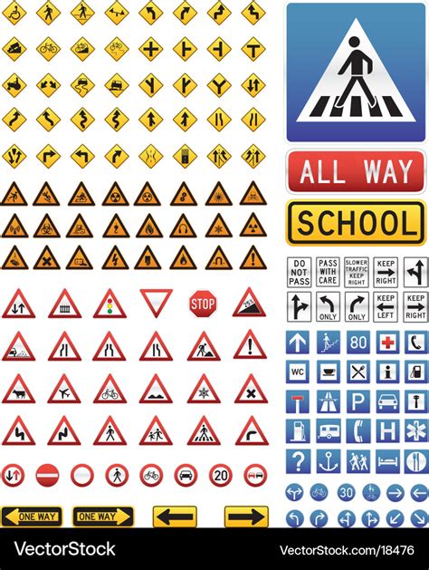 Traffic signs set Royalty Free Vector Image - VectorStock