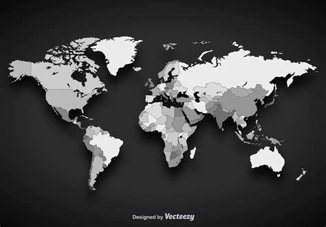 Vector De Escala De Grises Mapa Del Mundo Vector En Vecteezy