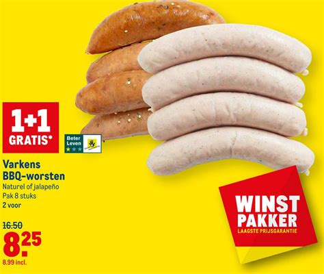 Varkens BBQ Worsten 1 1 Gratis Aanbieding Bij Makro