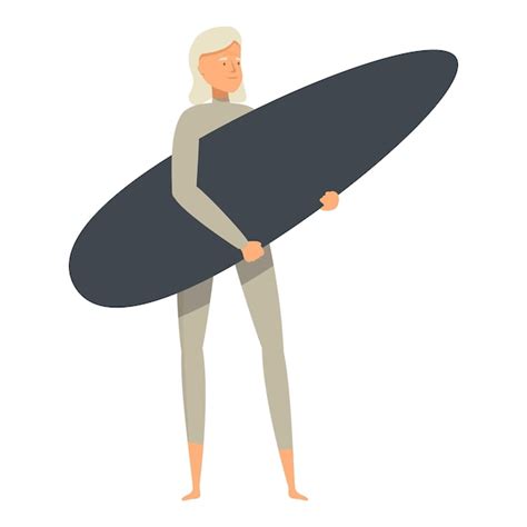 Premium Vector Woman Surfer Holding Surfboard Getting Ready To Surf