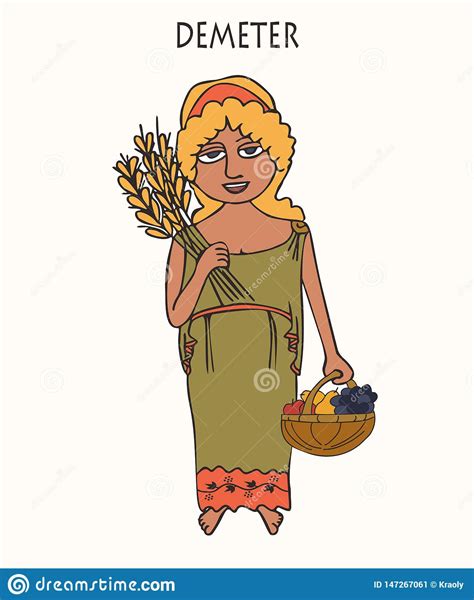 Ancient Greek Goddess Demeter Cartoon Stock Vector Illustration Of