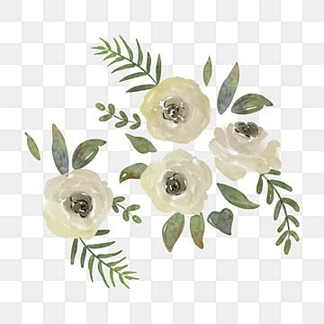 White Rose Watercolor Wedding Flower Leaf White Rose Watercolor