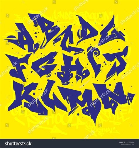 Wild Style Graffiti Alphabet vector de stock libre de regalías