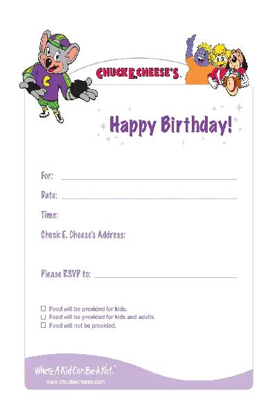 Chuck E Cheese Printable Invitations | Francesco Printable