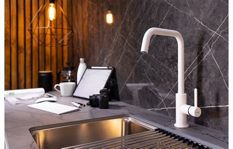 Abode Althia Single Lever Kitchen Mixer Tap Matt White