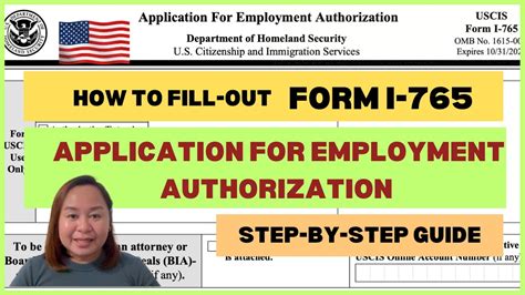 How To Fill Out Form I 765 Or Application For Employment Authorization Ead Episode 68 Youtube