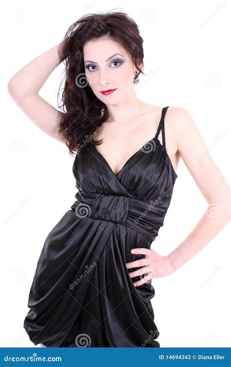 Brunette With Red Lips Stock Image Image Of Curly Glamour 14694343