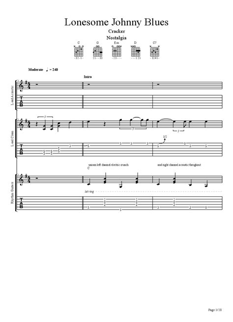 Lonesome Johnny Blues Tab And Chords Cracker