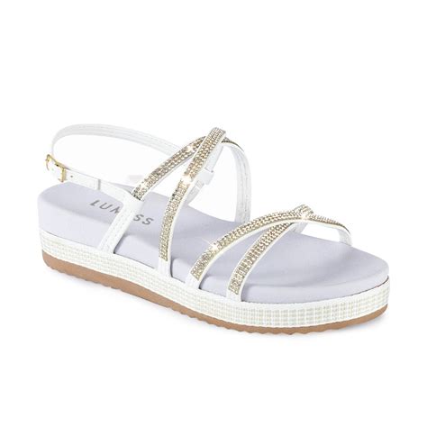 Sandália Feminina Lumiss Papete Flatform Strass Brilho Cristal