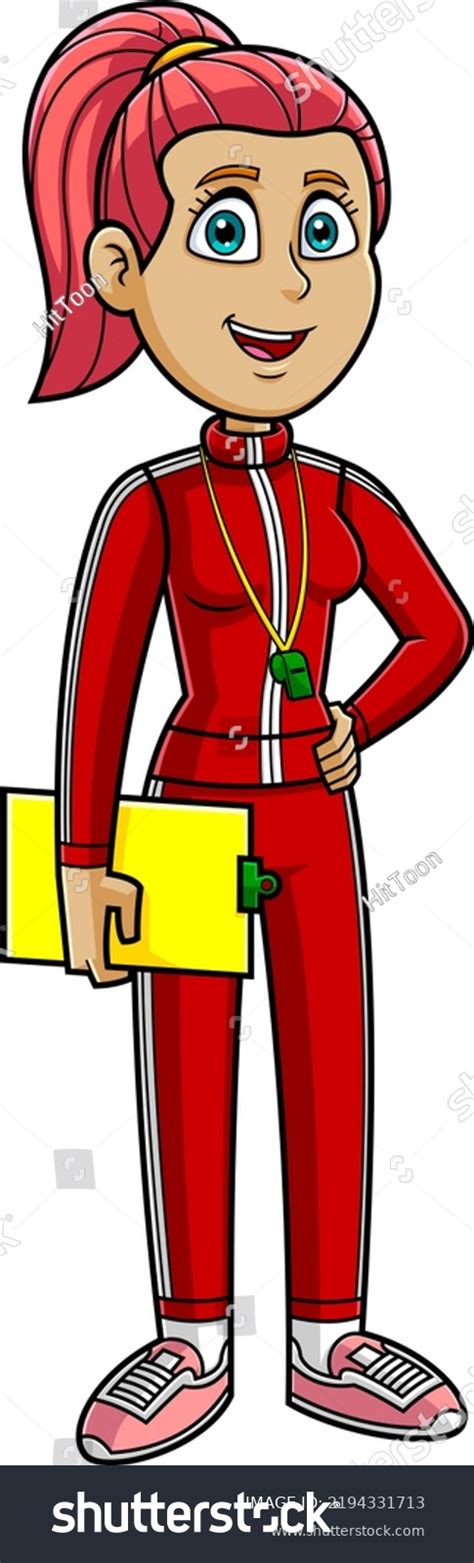 Female Gym Teacher Cartoon Character Speak Stock Illustration ...