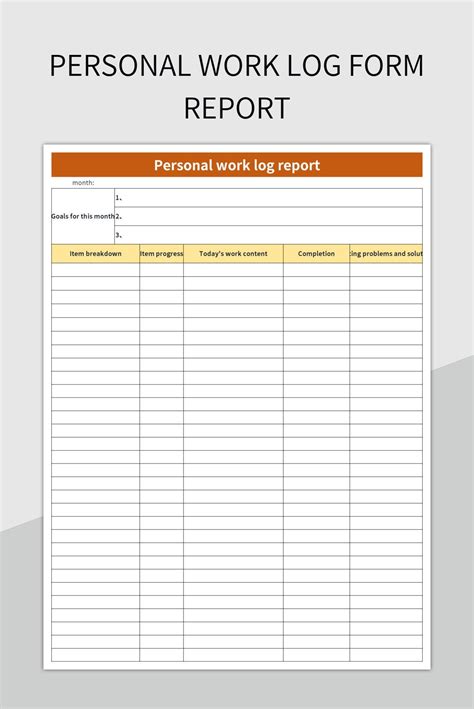 Excel Work Log Template