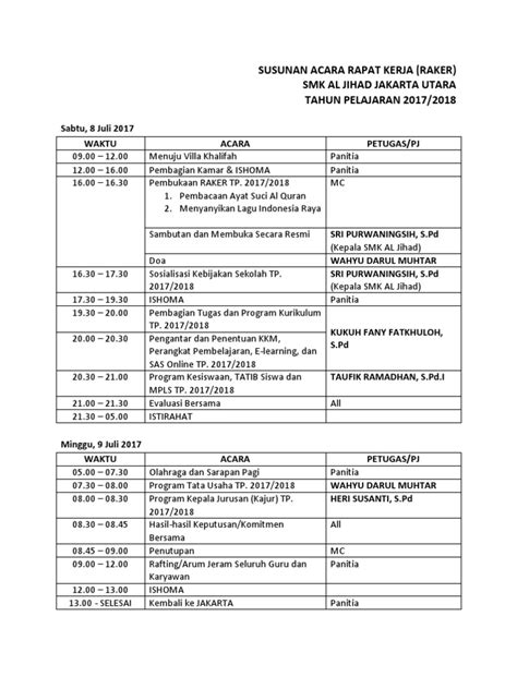 Detail Contoh Susunan Acara Rapat Kerja Koleksi Nomer 6