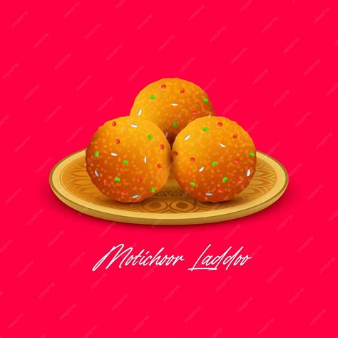 premium vector vector illustration  indian sweet motichoor ladoo
