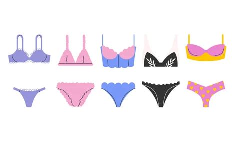 Trendy Female Underwear Lingerie Set Cartoon Flat Vector Illustration