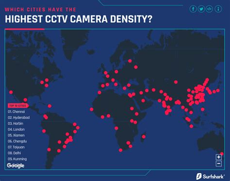 Map Shows the Most Heavily Surveilled Cities in... - Maps on the Web