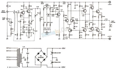 Skema Rangkaian Amplifier OCL 20 Watt Hi Fi Dengan Transistor Skemaku