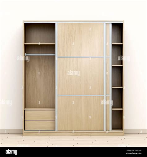 Front view of modern wood wardrobe in the room Stock Photo - Alamy