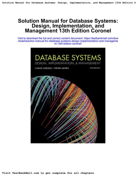 Solution Manual For Database Systems Design Implementation And