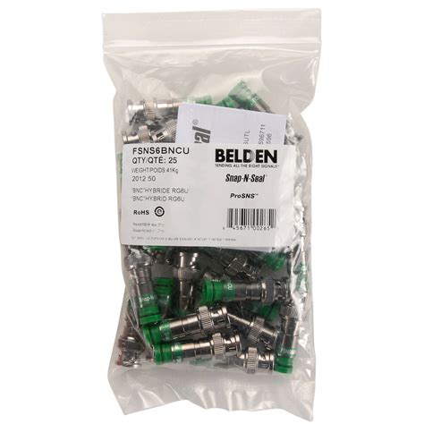 Belden Snap N Seal Prosns Bnc Rg 6 Compression Connector 25 Pack