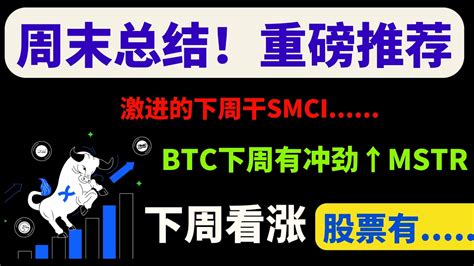 美股周末重磅推荐激进下周干SMCIBTC冲下周看涨的股票不少QQQ SPY SOXL TNA NVDA TSLA PYPL QCOM