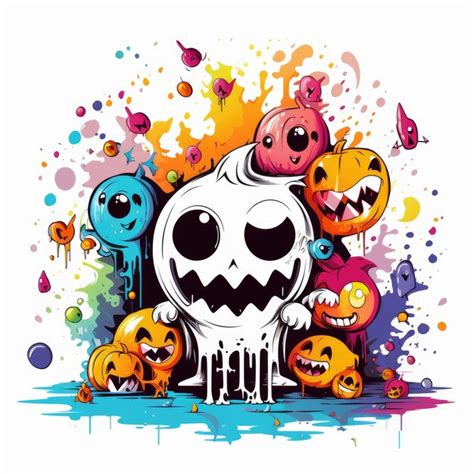 Premium Ai Image Spooky Delight Colorful Halloween Design With Bold