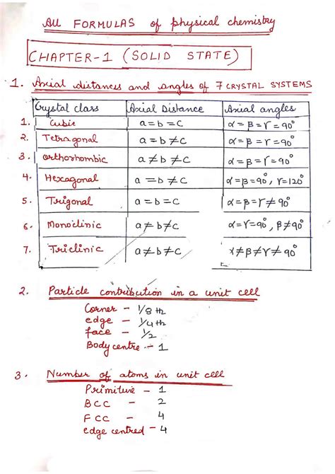 Solution Physical Chemistry Formula Sheet Studypool