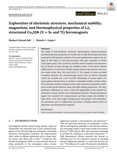 Pdf Exploration Of Electronic Structure Mechanical Stability