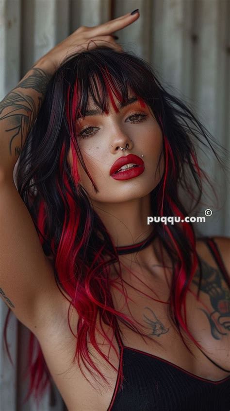 Black Hair With Red Highlights Perfect Combo For Edgy Vibes In