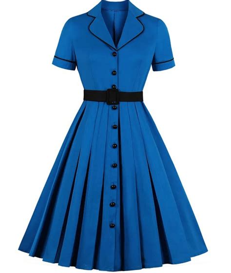 Robe Des Années 50 Bleue Madame Vintage